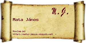 Mata János névjegykártya